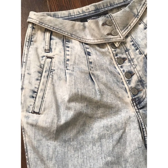 Express Ankle Legging Mid Rise Button Fly Jeans Light Wash Denim 6 R Repreve - Picture 3 of 9